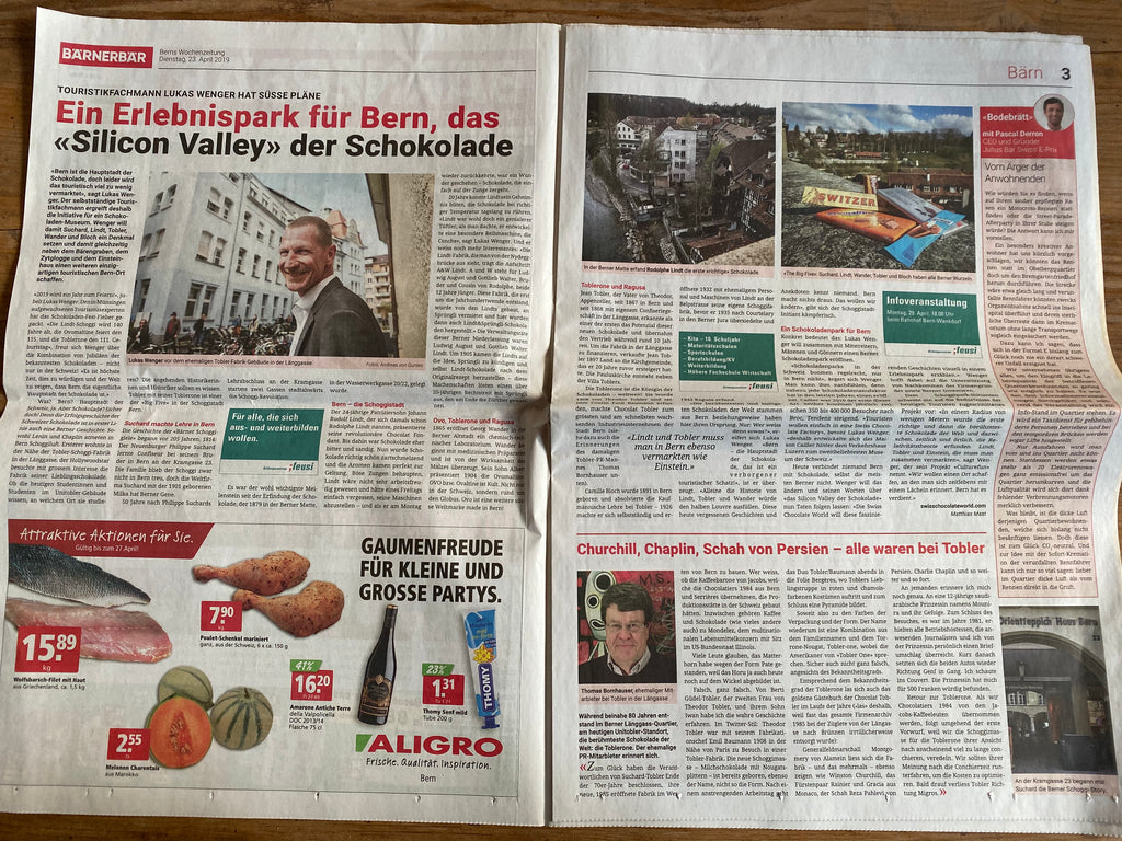 article in the Bärenbär about Swiss Chocolate World Museum Bern